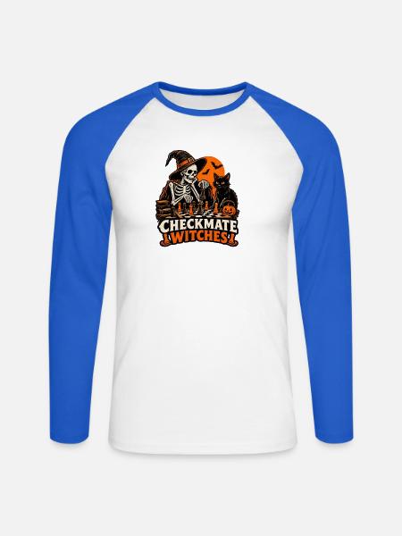 Schachmatt Hexen - Unisex Baseballshirt langarm - Weiß/Royalblau