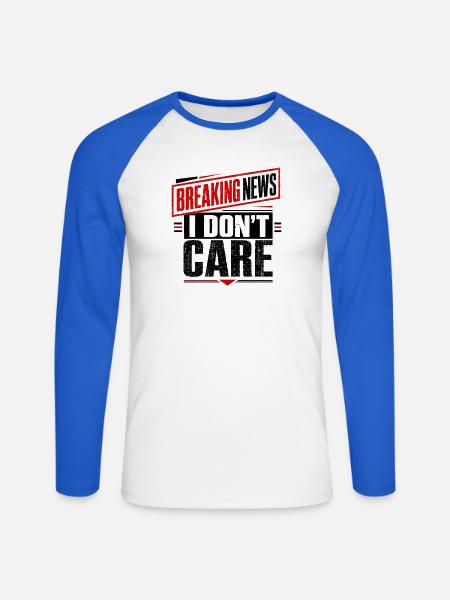 Eilmeldung: Es ist mir egal. - Unisex Baseballshirt langarm - Weiß/Royalblau
