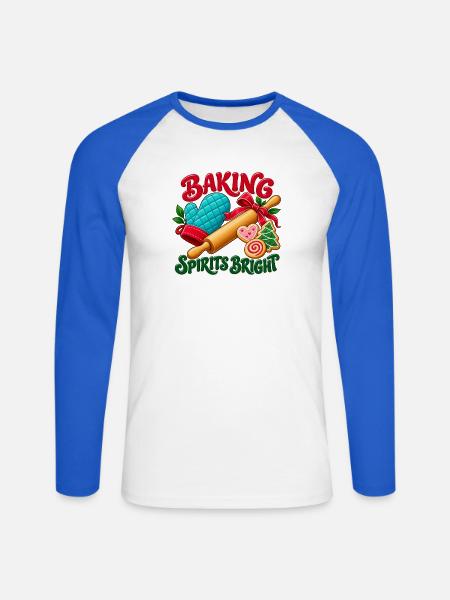 Baking Spirits Bright: Weihnachtsbäcker - Unisex Baseballshirt langarm - Weiß/Royalblau