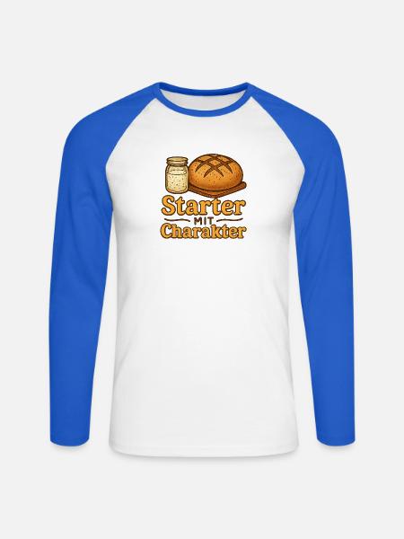 Sauerteigbrot Geschenk für Hobbybäcker - Unisex Baseballshirt langarm - Weiß/Royalblau