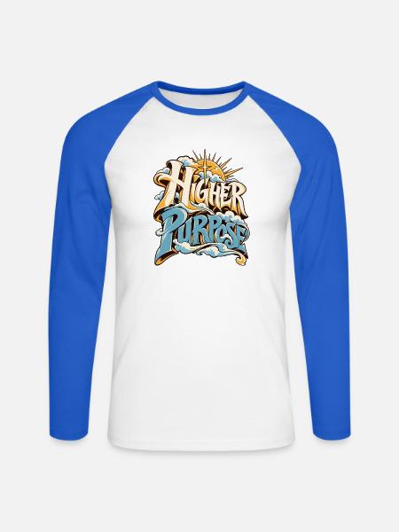 Higher Purpose Wolken Design - Unisex Baseballshirt langarm - Weiß/Royalblau