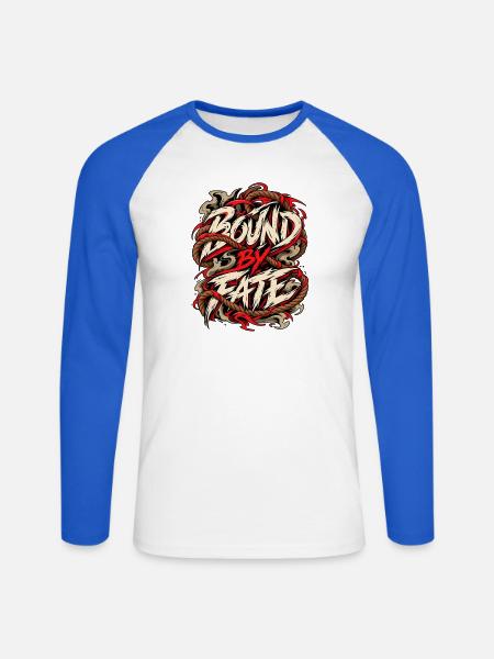 Bound by Fate: Kordelgrafik - Unisex Baseballshirt langarm - Weiß/Royalblau
