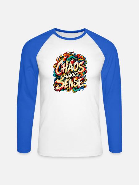 Chaos macht Sinn – Bunte Explosionskunst - Unisex Baseballshirt langarm - Weiß/Royalblau