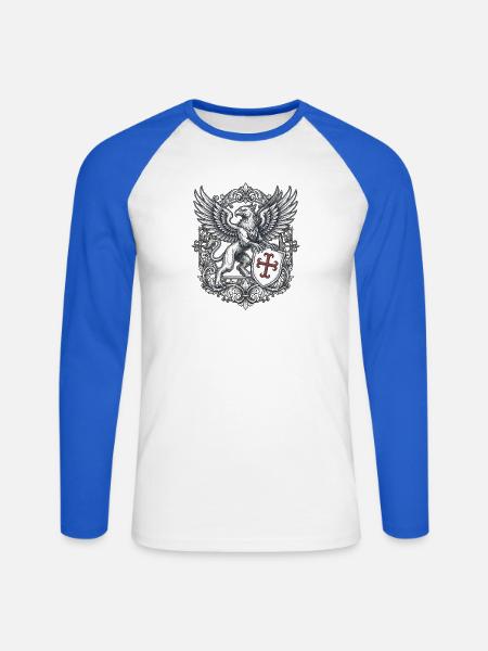 Wappen Greif Und Kreuz - Unisex Baseballshirt langarm - Weiß/Royalblau