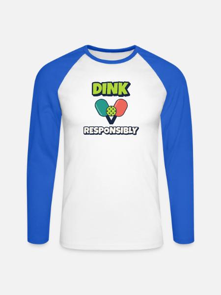 Dink Responsible Pickleball - Unisex Baseballshirt langarm - Weiß/Royalblau