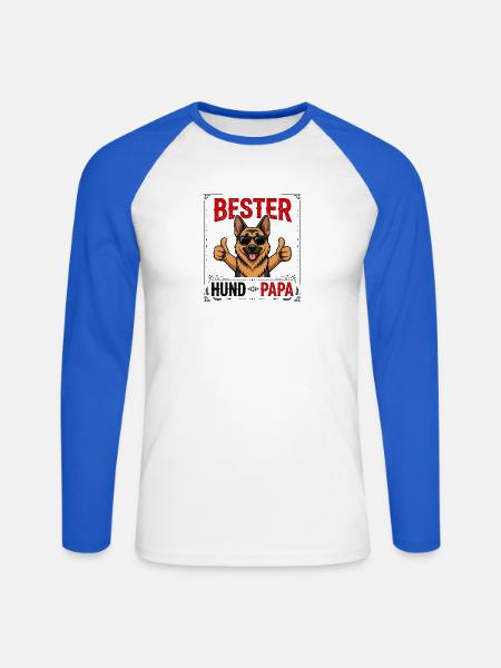 Bester Hund Papa Deutscher Schäferhund - Unisex Baseballshirt langarm - Weiß/Royalblau