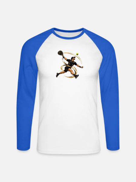 Goldener Padel Held - Unisex Baseballshirt langarm - Weiß/Royalblau