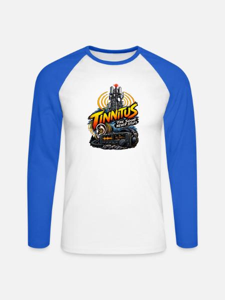 TINNITUS IMMER AUF EMPFANG - Unisex Baseballshirt langarm - Weiß/Royalblau