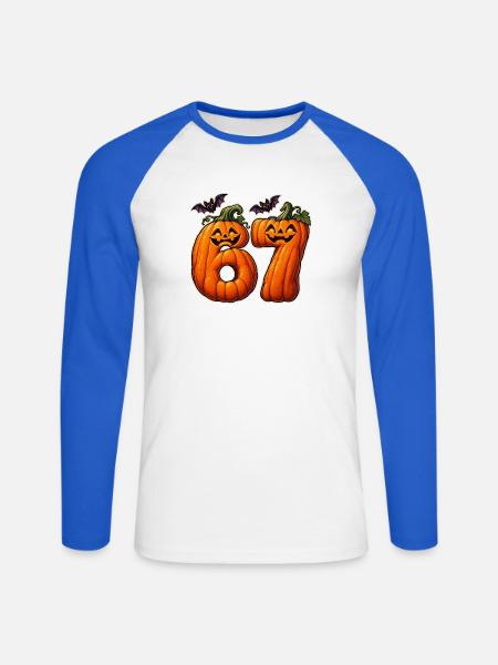 67 Kürbisziffern - Unisex Baseballshirt langarm - Weiß/Royalblau