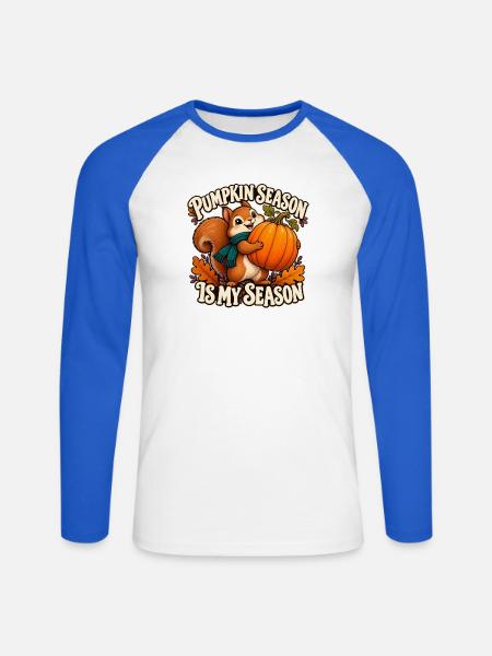 Kürbiszeit ist meine Saison - Unisex Baseballshirt langarm - Weiß/Royalblau