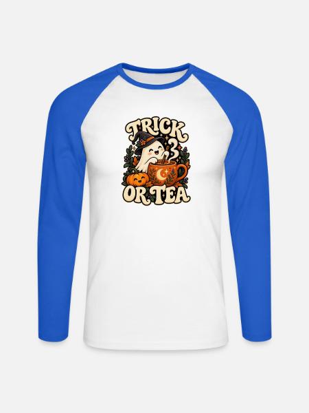 Trick oder Tee - Unisex Baseballshirt langarm - Weiß/Royalblau