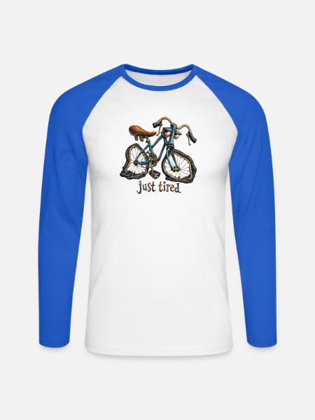 just tired Fahrrad - Unisex Baseballshirt langarm - Weiß/Royalblau