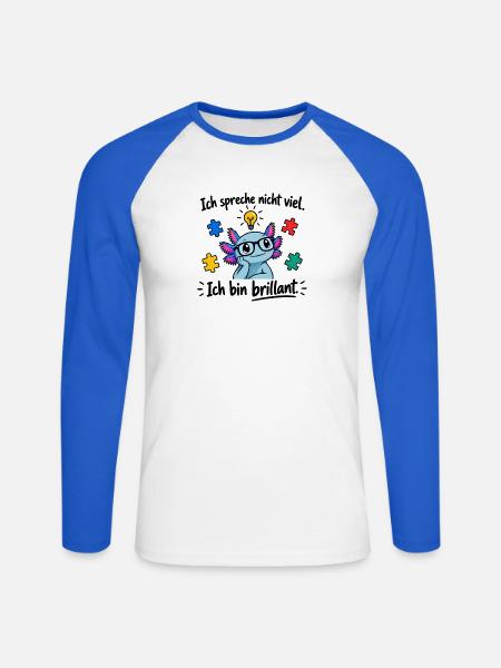 Introvert mit Puzzlebrillanz - Unisex Baseballshirt langarm - Weiß/Royalblau
