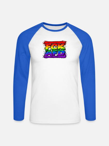 Regenbogen Graffiti AFD Widerstand - Unisex Baseballshirt langarm - Weiß/Royalblau