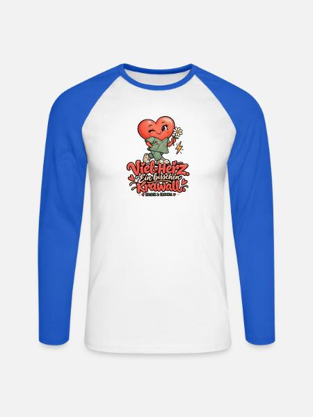 Viel Herz, Ein Bisschen Krawall - Unisex Baseballshirt langarm - Weiß/Royalblau