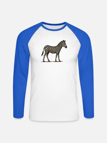 GEEKLEY – Bestiarium – Zebra - Unisex Baseballshirt langarm - Weiß/Royalblau
