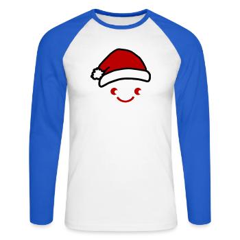 Fröhliches Santa-Gesichtshut - Unisex Baseballshirt langarm - Weiß/Royalblau - Vorne - Nik (191cm)