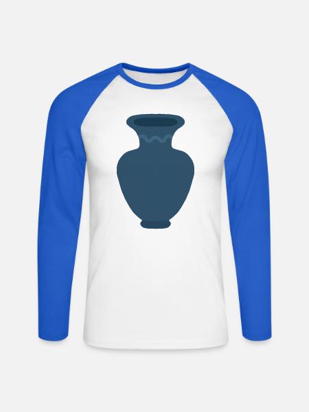 Azure Vase Silhouette Art - Unisex Baseballshirt langarm - Weiß/Royalblau