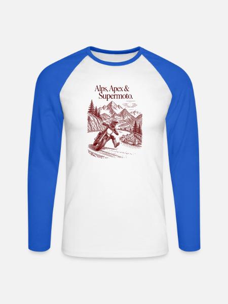 Alps and Apex - Supermoto - Unisex Baseballshirt langarm - Weiß/Royalblau
