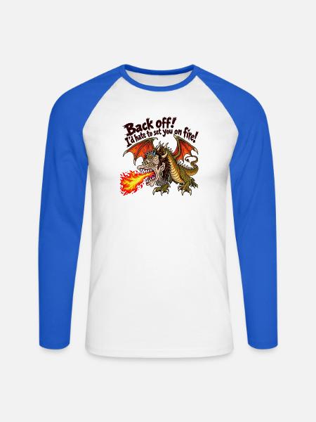 Drache - Unisex Baseballshirt langarm - Weiß/Royalblau