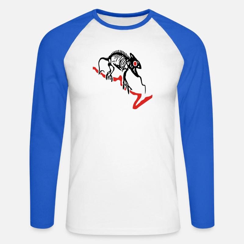 Gecko, Eidechse, Computer - Unisex Baseballshirt langarm - Weiß/Royalblau