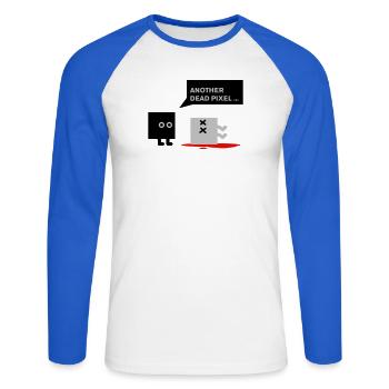 dead pixel_english - Unisex Baseballshirt langarm - Weiß/Royalblau - Vorne - Nik (191cm)
