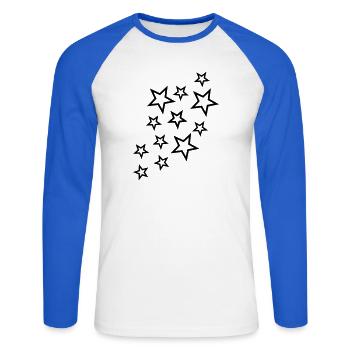 sterne und sternchen - Unisex Baseballshirt langarm - Weiß/Royalblau - Vorne - Nik (191cm)