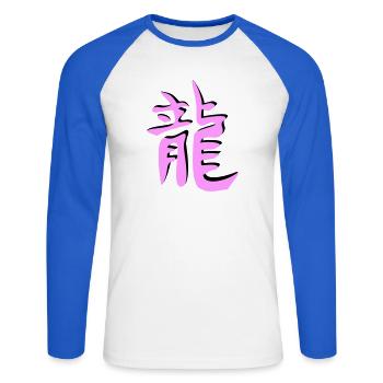 Drachen chinesisches Tierkreiszeichen - Unisex Baseballshirt langarm - Weiß/Royalblau - Vorne - Nik (191cm)