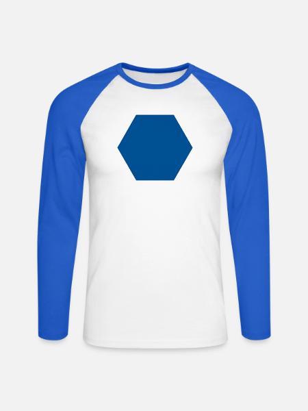 Sechseck - Unisex Baseballshirt langarm - Weiß/Royalblau