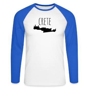 crete - T-shirt baseball manches longues Homme - blanc/bleu royal - Devant - Nik (191cm)