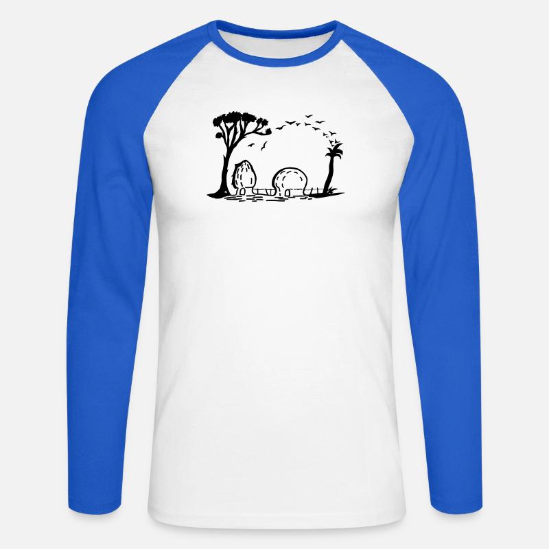 Elefant Dorf Optische Täuschung - Unisex Baseballshirt langarm - Weiß/Royalblau
