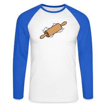 Rolling Pin Rolling Dough Roll Baking - Unisex Long Sleeve Baseball T-Shirt - white/royal blue - Front - Nik (191cm)