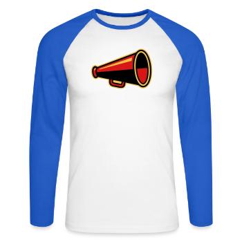 Icône des Ultras du Mégaphone Rouge - T-shirt baseball manches longues Homme - blanc/bleu royal - Devant - Nik (191cm)