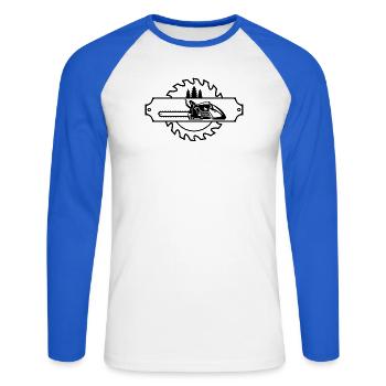 Kettensäge Axt Förster Holzfäller Säge Ketten Holz - Unisex Baseballshirt langarm - Weiß/Royalblau - Vorne - Nik (191cm)