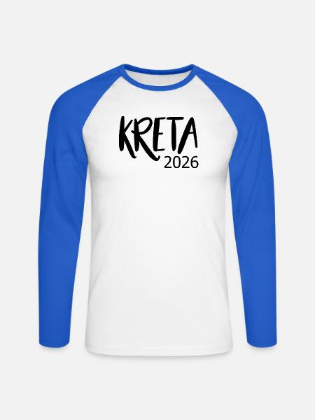 Kreta_2026 - Unisex Baseballshirt langarm - Weiß/Royalblau