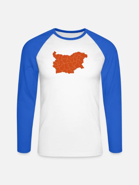 Karte von Bulgarien - Unisex Baseballshirt langarm - Weiß/Royalblau