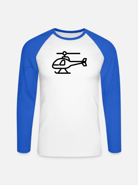 Gyrokopter - Unisex Baseballshirt langarm - Weiß/Royalblau