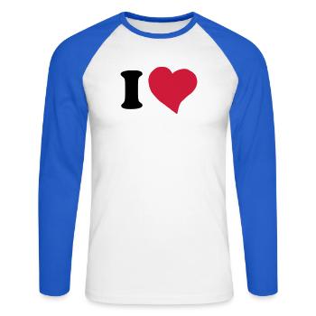 I love ... - Unisex Long Sleeve Baseball T-Shirt - white/royal blue - Front - Nik (191cm)