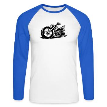Chopper / motorcycle - Unisex Long Sleeve Baseball T-Shirt - white/royal blue - Front - Nik (191cm)