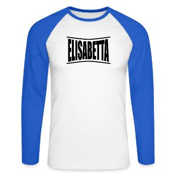 Elisabetta t shirt idée cadeau - T-shirt baseball manches longues Homme - blanc/bleu royal - Devant - Nik (191cm)