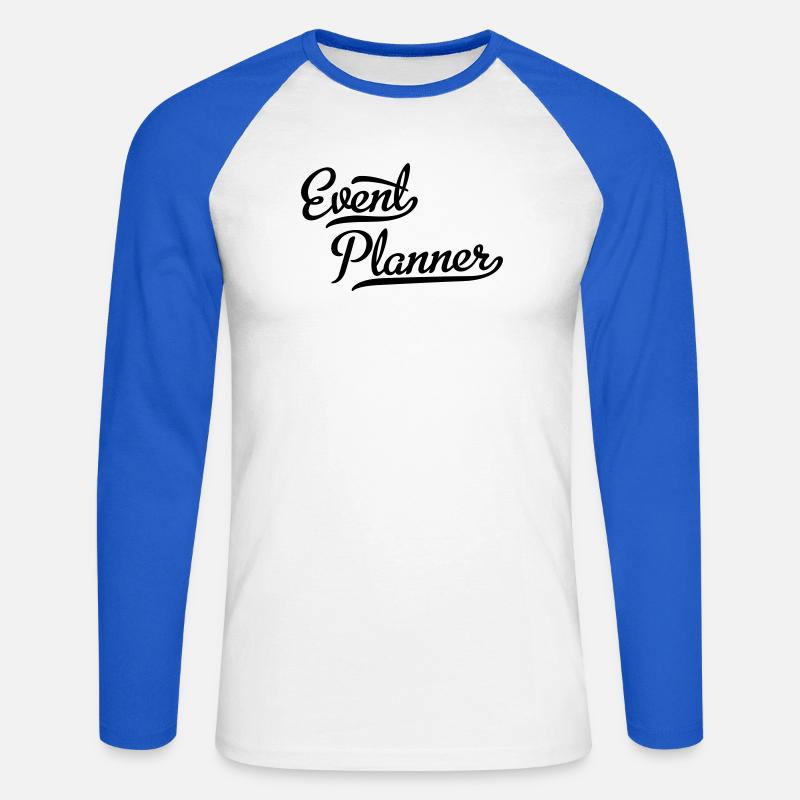 Event Planer - Unisex Baseballshirt langarm - Weiß/Royalblau