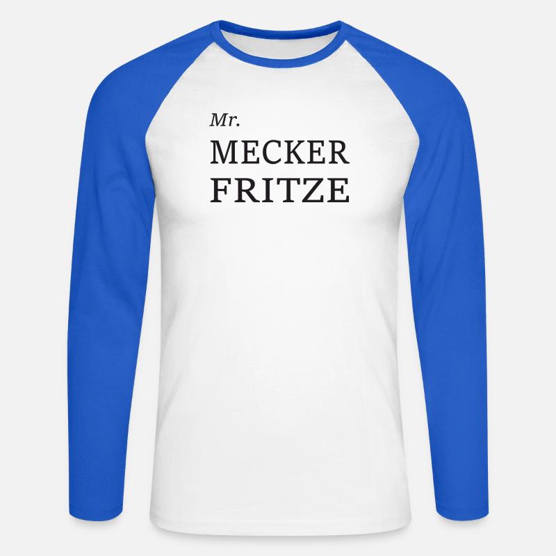 Meckerfritze - Unisex Baseballshirt langarm - Weiß/Royalblau