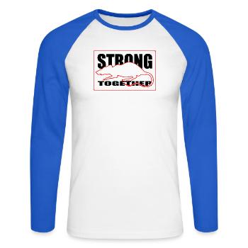 Unity Rongeur Silhouette T-shirt graphique rouge et noir - T-shirt baseball manches longues Homme - blanc/bleu royal - Devant - Nik (191cm)
