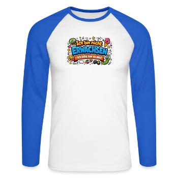 Ich bin nicht erwachsen Spruch Cartoon - Unisex Baseballshirt langarm - Weiß/Royalblau - Vorne - Nik (191cm)