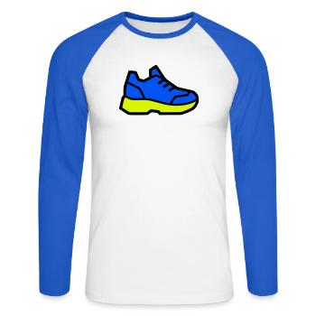 Baskets de course modernes - T-shirt baseball manches longues Homme - blanc/bleu royal - Devant - Nik (191cm)