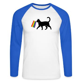 Pride Month LGBT – Ally Cat - Unisex Baseballshirt langarm - Weiß/Royalblau - Vorne - Nik (191cm)