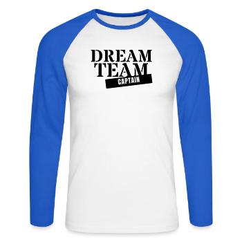 Dream Team Captain - Captain Coach Best Group - Unisex Long Sleeve Baseball T-Shirt - white/royal blue - Front - Nik (191cm)