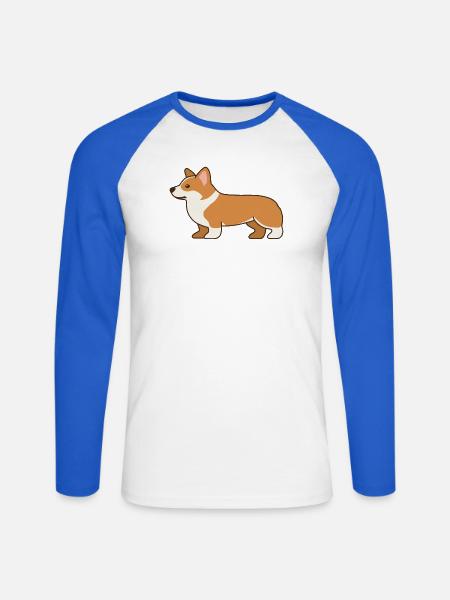 Shiba Inu Cartoon Pfotenfreund - Unisex Baseballshirt langarm - Weiß/Royalblau