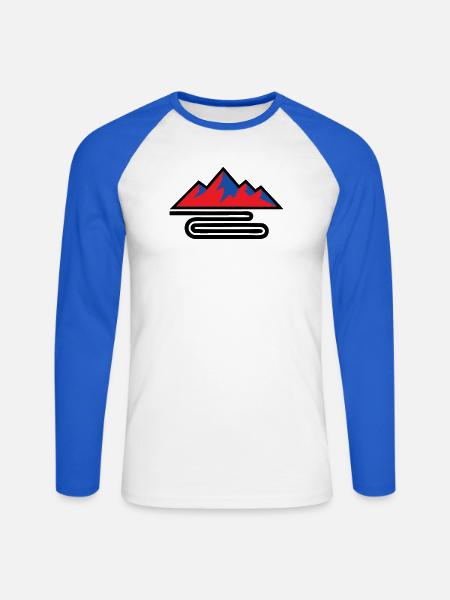 Berge Alpenpass Logo - Unisex Baseballshirt langarm - Weiß/Royalblau