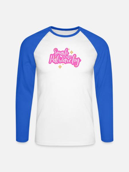 Zerschlagt das Patriarchat - Unisex Baseballshirt langarm - Weiß/Royalblau